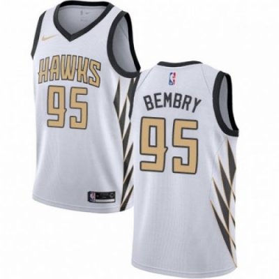 Mens Nike Atlanta Hawks 95 DeAndre Bembry Swingman White NBA Jersey City Edition