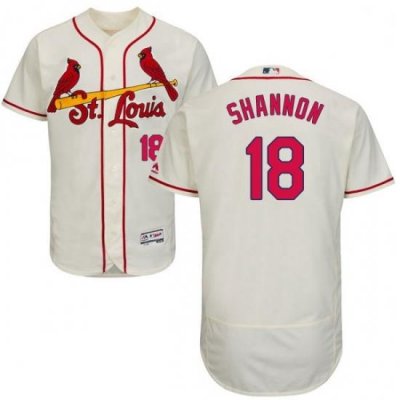 Mens Majestic St Louis Cardinals 18 Mike Shannon Cream Alternate Flex Base Authentic Collection MLB Jersey