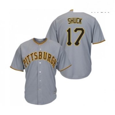 Mens Pittsburgh Pirates 17 JB Shuck Replica Grey Road Cool Base Baseball Jersey