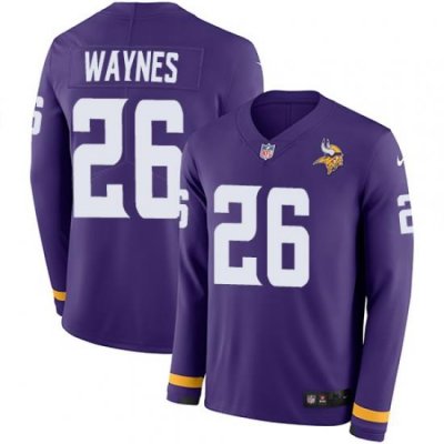 Nike Vikings #26 Trae Waynes Purple Team Color Men Stitched NFL Limited Therma Long Sleeve Jersey