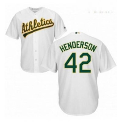 Youth Majestic Oakland Athletics 42 Dave Henderson Authentic White Home Cool Base MLB Jersey