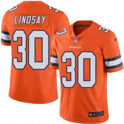 Men Nike Denver Broncos 30 Phillip Lindsay Limited Orange Rush Vapor Untouchable NFL Jersey