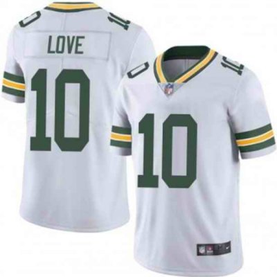 Youth Green Bay Packers 10 Jordan Love White Vapor Limited Throwback Stitched Football Jersey