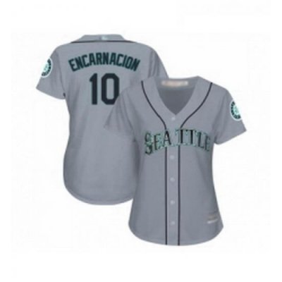 Womens Seattle Mariners 10 Edwin Encarnacion Replica Grey Road Cool Base Baseball Jersey