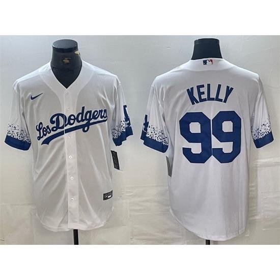 Men Los Angeles Dodgers 99 Joe Kelly White City Connect Cool Base Stitched Baseball Jersey