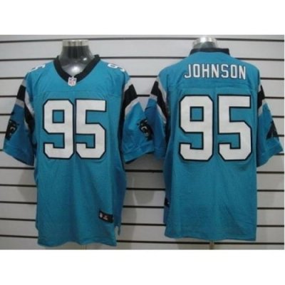 Nike Carolina Panthers 95 Charles Johnson Blue Elite NFL Jersey