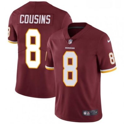 Mens Nike Washington Redskins 8 Kirk Cousins Burgundy Red Team Color Vapor Untouchable Limited Player NFL Jersey