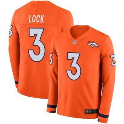 Broncos 3 Drew Lock Orange Team Color Youth Stitched Football Limited Therma Long Sleeve Jersey