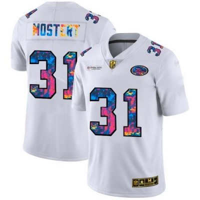 San Francisco 49ers 31 Raheem Mostert Men White Nike Multi Color 2020 NFL Crucial Catch Limited NFL Jersey