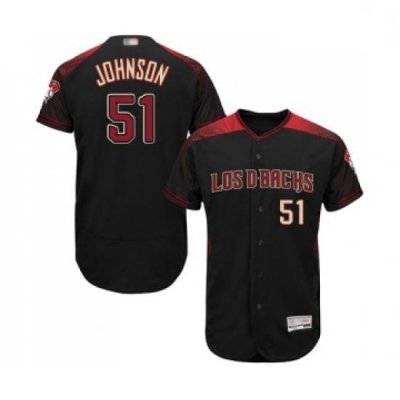 Mens Arizona Diamondbacks 51 Randy Johnson Black Alternate Authentic Collection Flex Base Baseball Jersey