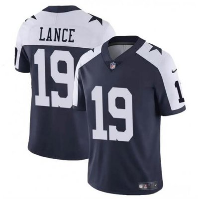 Youth Dallas Cowboys 19 Trey Lance Navy White Thanksgiving Vapor Untouchable Limited Stitched Football Jersey