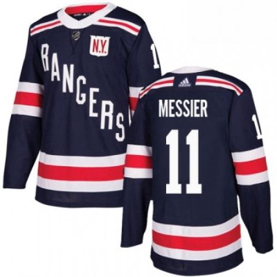 Mens Adidas New York Rangers 11 Mark Messier Authentic Navy Blue 2018 Winter Classic NHL Jersey