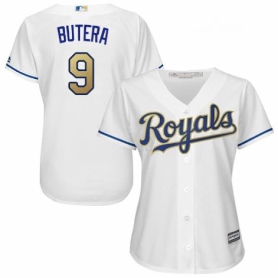 Womens Majestic Kansas City Royals 9 Drew Butera Replica White Home Cool Base MLB Jersey