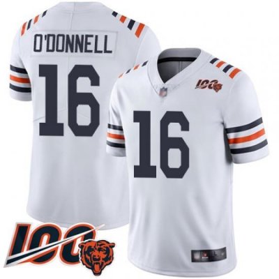 Men Chicago Bears 16 Pat ODonnell White 100th Season Limited Football Jersey