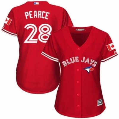 Womens Majestic Toronto Blue Jays 28 Steve Pearce Authentic Scarlet Alternate MLB Jersey