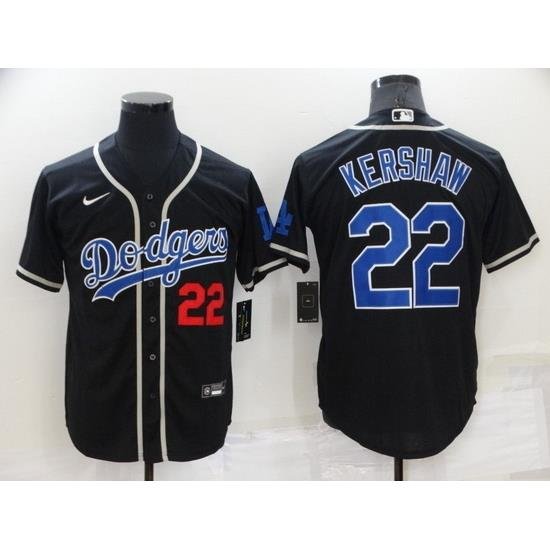 Men Los Angeles Dodgers 22 Clayton KershaW Black Cool Base Stitched Baseball Jerseys