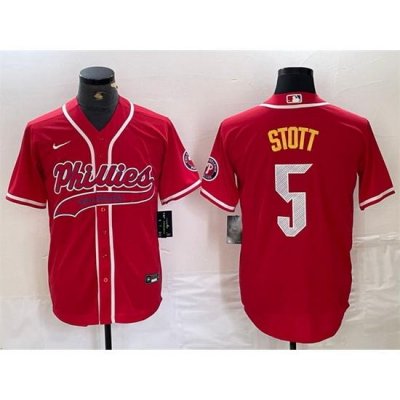 Men Philadelphia Phillies 5 Bryson Stott Red 2024 City Connect Stitched Jersey