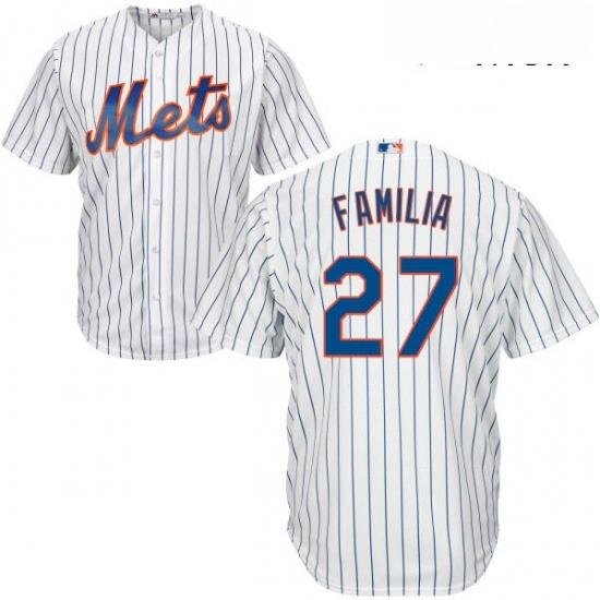 Mens Majestic NeW York Mets 27 Jeurys Familia Replica White Home Cool Base MLB Jersey