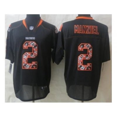 Nike Cleveland BroWns 2 Johnny Manziel Black Elite Lights Out Fashion NFL Jersey