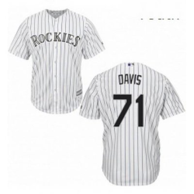 Youth Majestic Colorado Rockies 71 Wade Davis Authentic White Home Cool Base MLB Jersey