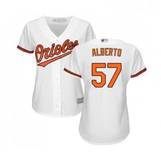 Womens Baltimore Orioles 57 Hanser Alberto Replica White Home Cool Base Baseball Jersey