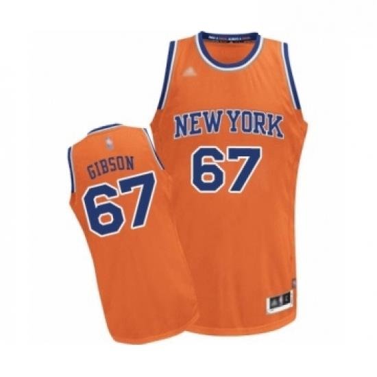 Womens New York Knicks 67 Taj Gibson Authentic Orange Alternate Basketball Jersey