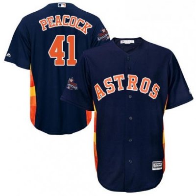 Youth Majestic Houston Astros 41 Brad Peacock Authentic Navy Blue Alternate 2017 World Series Champions Cool Base MLB Jersey