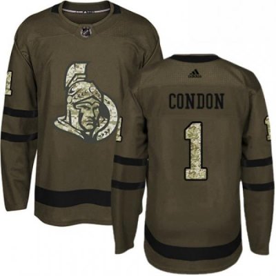 Mens Adidas Ottawa Senators 1 Mike Condon Premier Green Salute to Service NHL Jersey