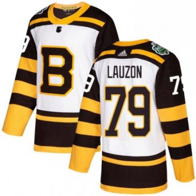 Mens Adidas Boston Bruins 79 Jeremy Lauzon Authentic White 2019 Winter Classic NHL Jersey