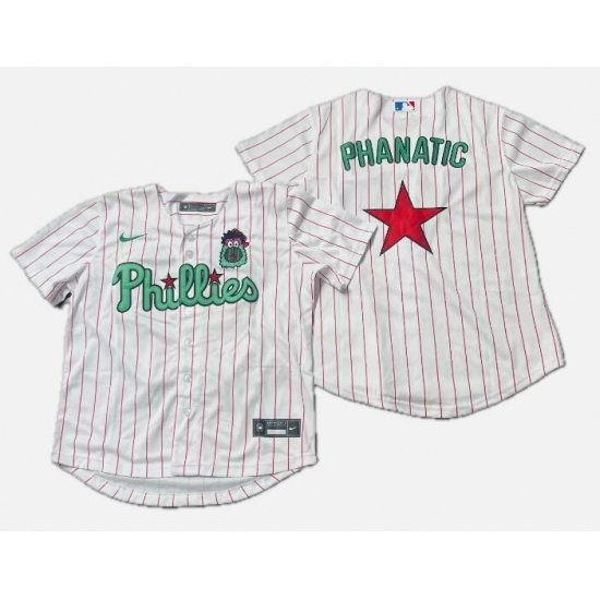 Men Philadelphia Phillies Phanatic White Green Cool Base Stitched Jersey