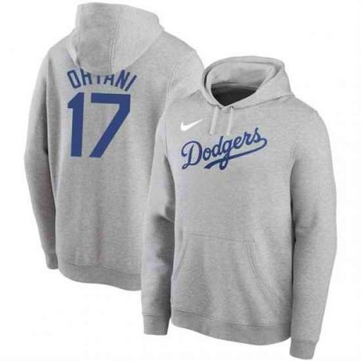 Los Angeles Dodgers 17 Shohei Ohtani Grey Name  26 Number Pullover Hoodie