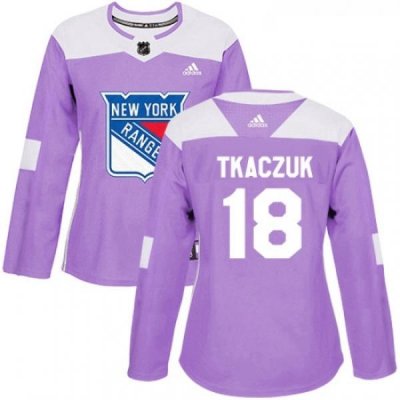 Womens Adidas New York Rangers 18 Walt Tkaczuk Authentic Purple Fights Cancer Practice NHL Jersey