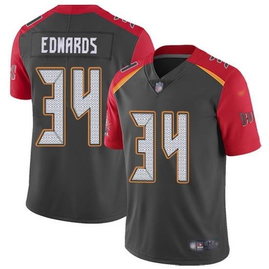 Nike Buccaneers 34 Mike Edwards Gray Men Stitched NFL Limited Inverted Legend Jersey