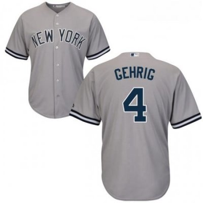 Youth Majestic New York Yankees 4 Lou Gehrig Authentic Grey Road MLB Jersey