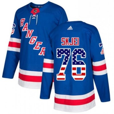 Mens Adidas New York Rangers 76 Brady Skjei Authentic Royal Blue USA Flag Fashion NHL Jersey