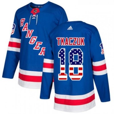 Youth Adidas New York Rangers 18 Walt Tkaczuk Authentic Royal Blue USA Flag Fashion NHL Jersey