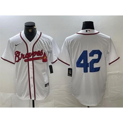 Men Atlanta Braves 42 Jackie Robinson White Cool Base Stitched Baseball Jersey