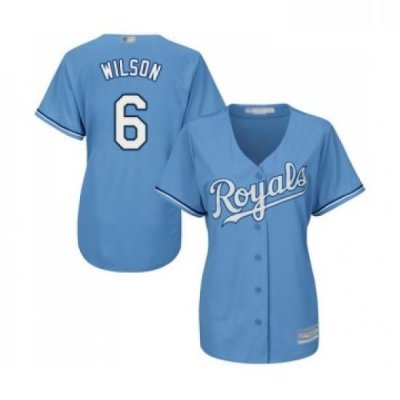 Womens Kansas City Royals 6 Willie Wilson Replica Light Blue Alternate 1 Cool Base Baseball Jersey