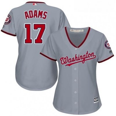 Womens Majestic Washington Nationals 17 Matt Adams Authentic Grey Road Cool Base MLB Jersey