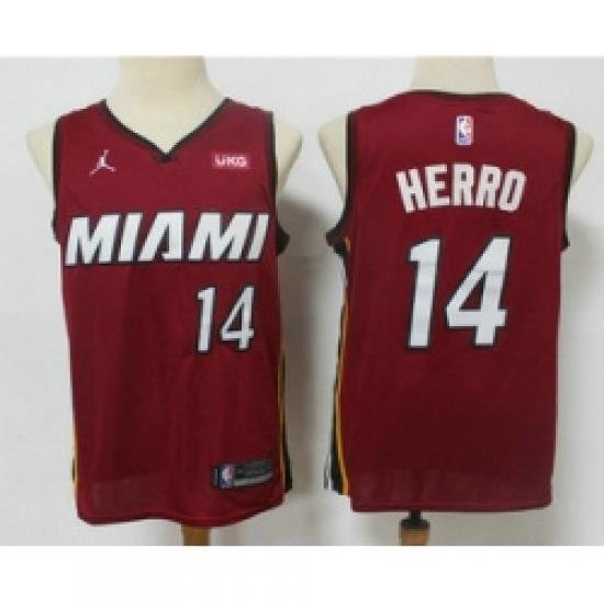 Men Miami Heat 14 Tyler Herro Red 2020 Brand Jordan Swingman Stitched NBA Jersey With The NEW Sponsor Logo