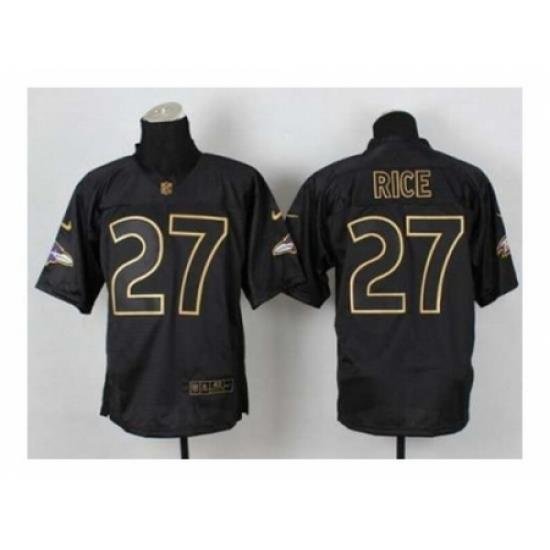 Nike Baltimore Ravens 27 Ray Rice Black Elite 2014 PRO Gold Lettering Fashion NFL Jersey