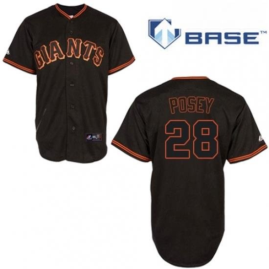 Youth Majestic San Francisco Giants 28 Buster Posey Authentic Black Cool Base MLB Jersey