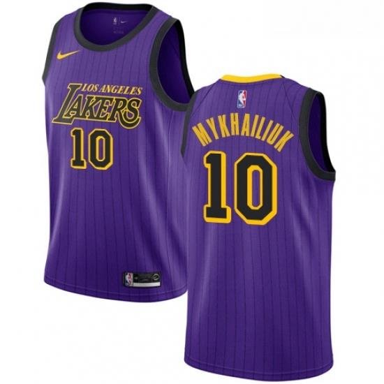 Womens Nike Los Angeles Lakers 10 Sviatoslav Mykhailiuk Swingman Purple NBA Jersey City Edition