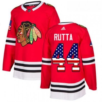 Youth Adidas Chicago Blackhawks 44 Jan Rutta Authentic Red USA Flag Fashion NHL Jersey