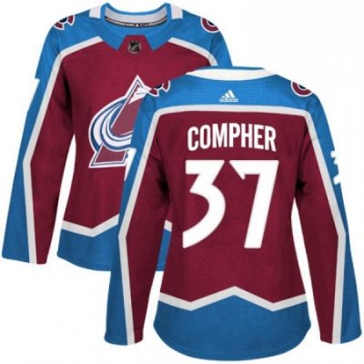 Womens Adidas Colorado Avalanche 37 JT Compher Authentic Burgundy Red Home NHL Jersey