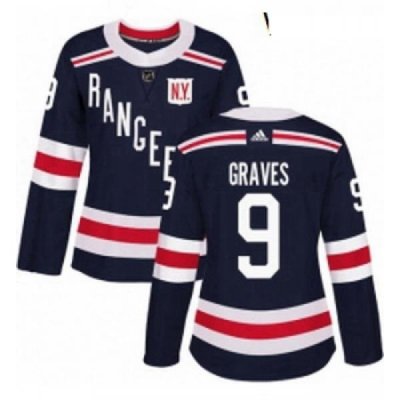 Womens Adidas New York Rangers 9 Adam Graves Authentic Navy Blue 2018 Winter Classic NHL Jersey