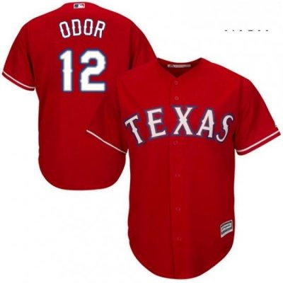 Mens Majestic Texas Rangers 12 Rougned Odor Replica Red Alternate Cool Base MLB Jersey