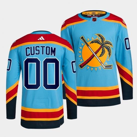 Men Women Youth Florida Panthers Custom Blue 2022 Reverse Retro Stitched Jersey