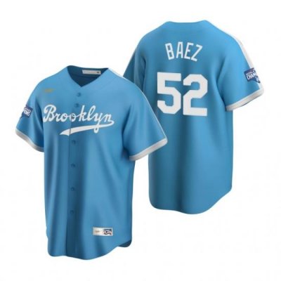 Men Brooklyn Los Angeles Dodgers 52 Pedro Baez Light Blue 2020 World Series Champions CooperstoWn Collection Jersey