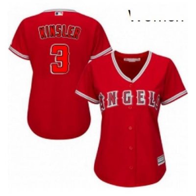 Womens Majestic Los Angeles Angels of Anaheim 3 Ian Kinsler Authentic Red Alternate MLB Jersey